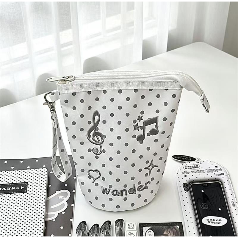 카와이 폴카 도트 음악 노트 자수 연필 케이스 휴대용  - Embroidery Bag 리뷰 및 가격