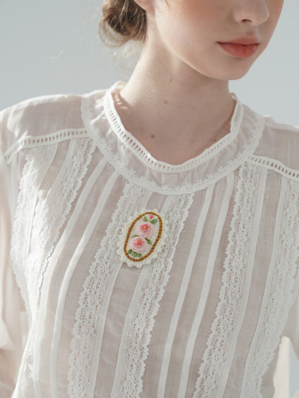 100cmBust 100% 라미 얇은 흰색 블라우스 여 - Embroidery Rose 리뷰 및 가격