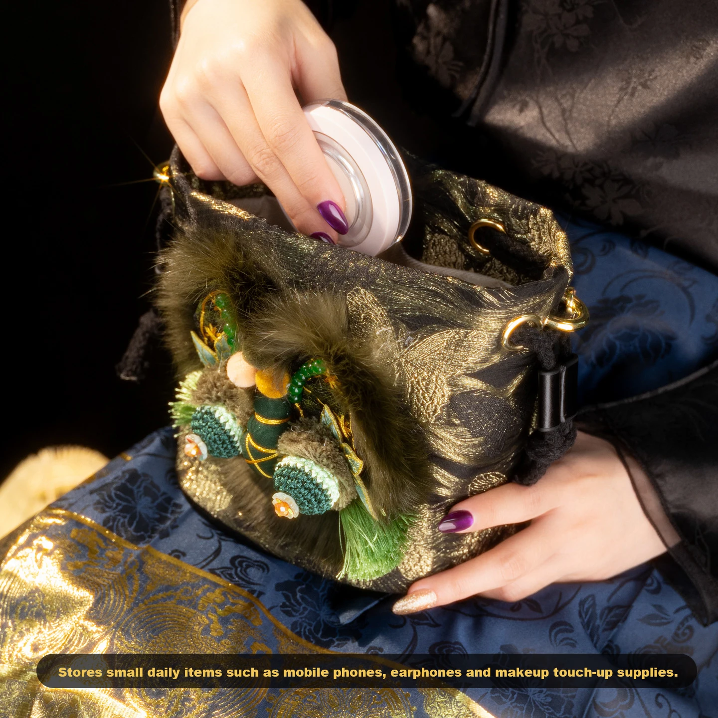 민족풍 여성용 크로스백, 3D 자수 장식, 드로스트링  - Embroidery Bag 리뷰 및 가격