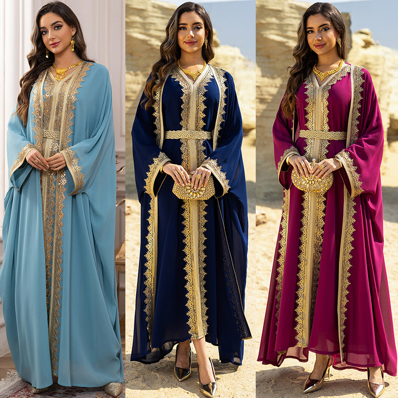 2PCS 이슬람 여성 드레스 두바이 Abaya Kaft - Embroidery Kebaya 리뷰 및 가격