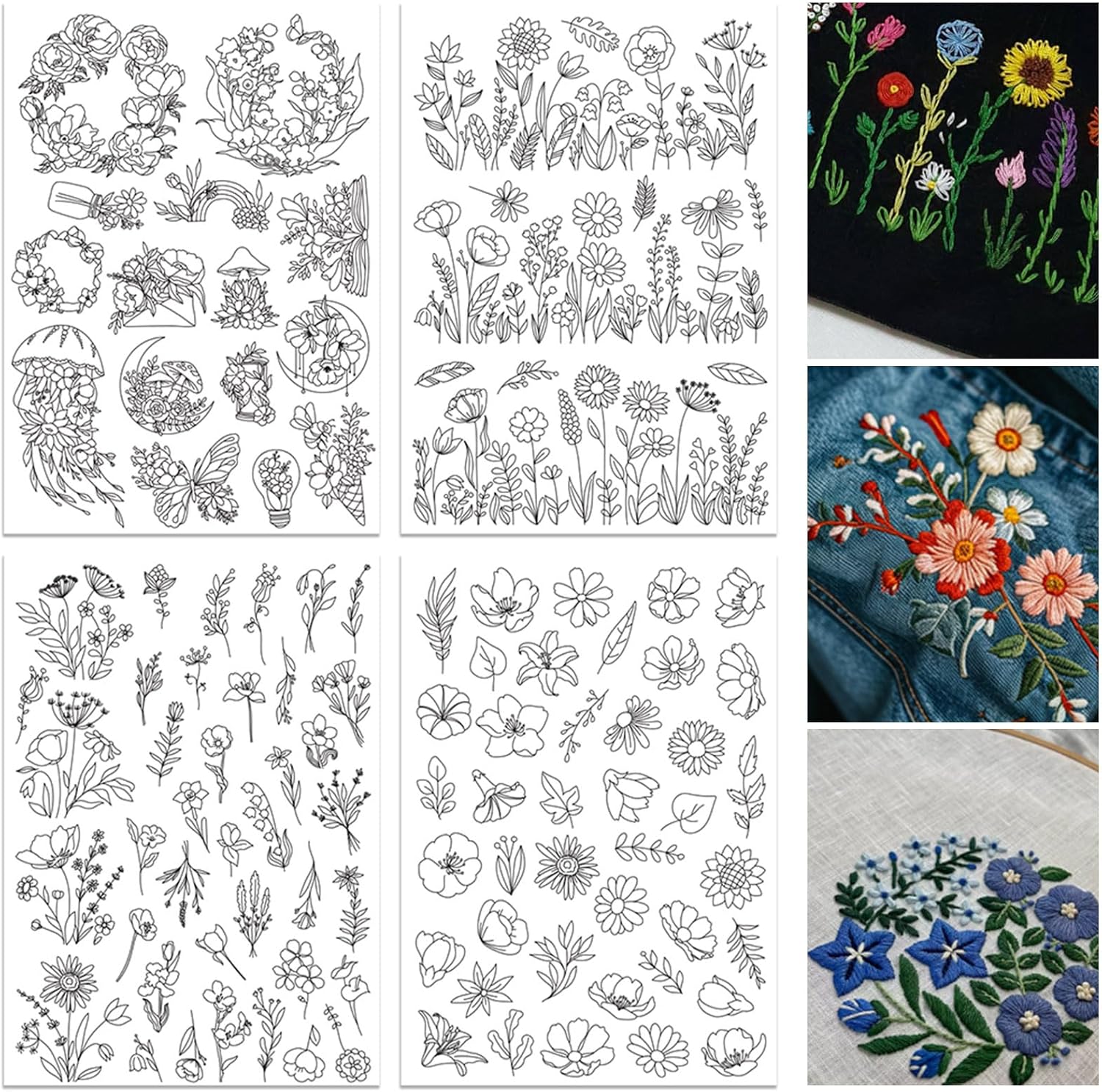 4 시트 수용성 자수 패턴 안정제 손 바느질 애호가를위 - Embroidery Meaning 리뷰 및 가격