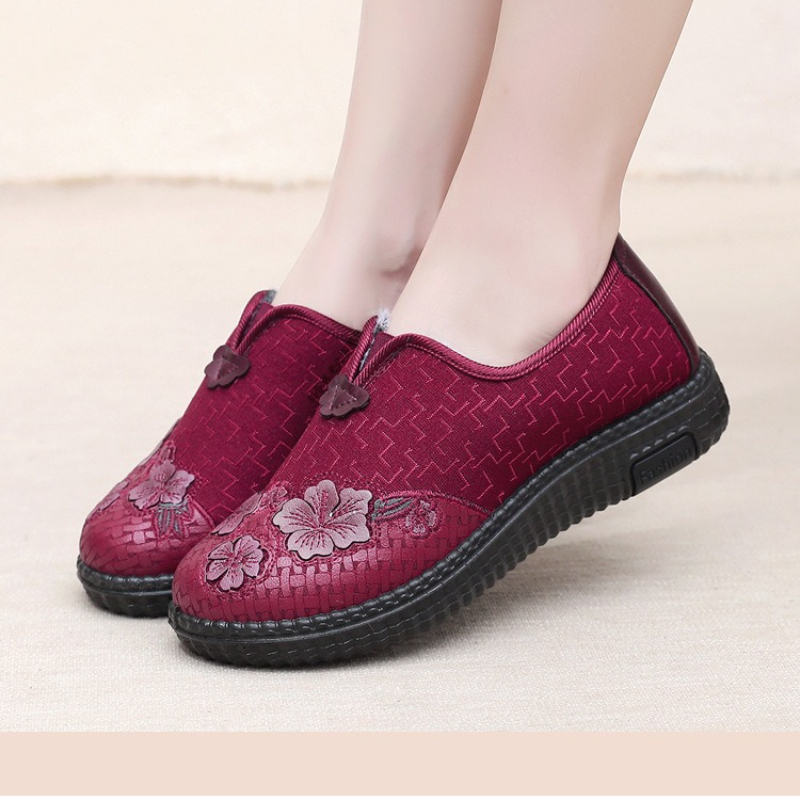 여성용 겨울 플러시 안감 슬립온 신발 꽃무늬 자수 부드 - Embroidery Online 리뷰 및 가격