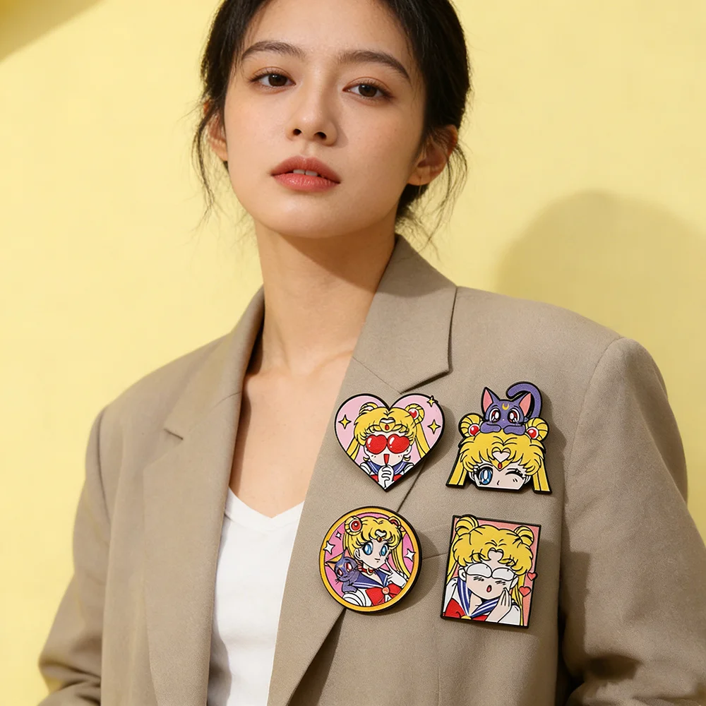 4개 세트, 세일러 문 하트 모양 에나멜 뱃지, 만화  - Embroidery Reddit 리뷰 및 가격