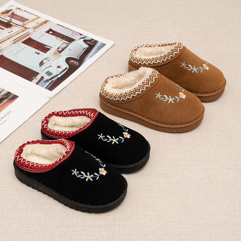 유아용 플로럴 자수 겨울 실내화, 플리스 안감, 두꺼운 - Embroidery Online 리뷰 및 가격