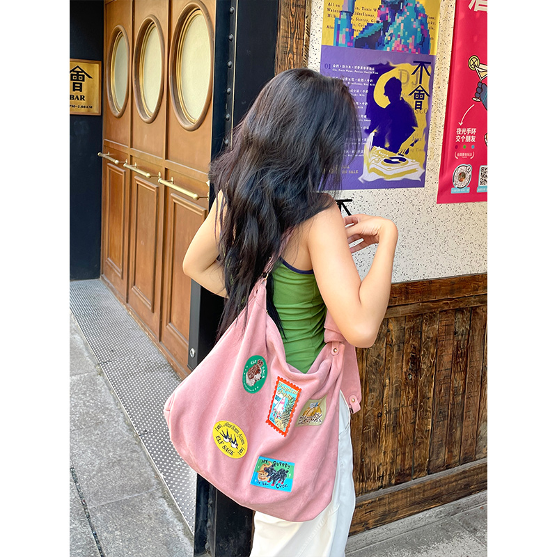 엘프삭 2025 가을 신상 귀여운 캐주얼 동물 스탬프  - Embroidery Bag 리뷰 및 가격