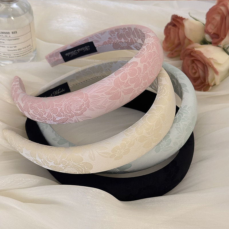 여성용 자수 장미 꽃 스폰지 머리띠, 우아한 프린트 머 - Embroidery Rose 리뷰 및 가격